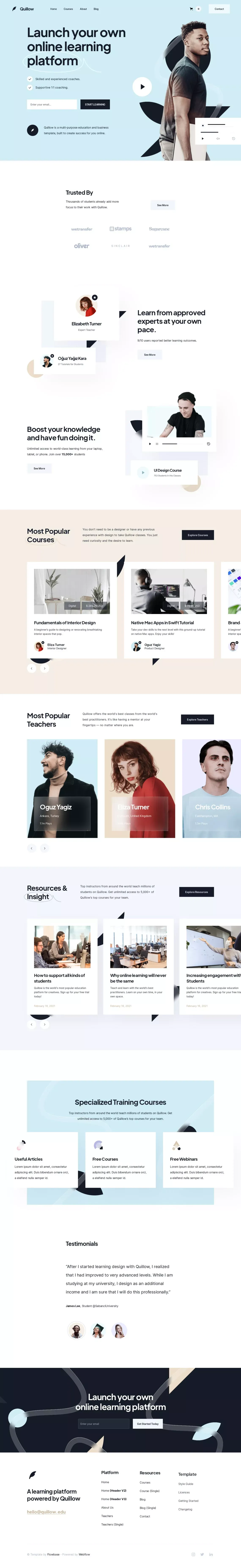 Quillow - Webflow Website Template - Template design
