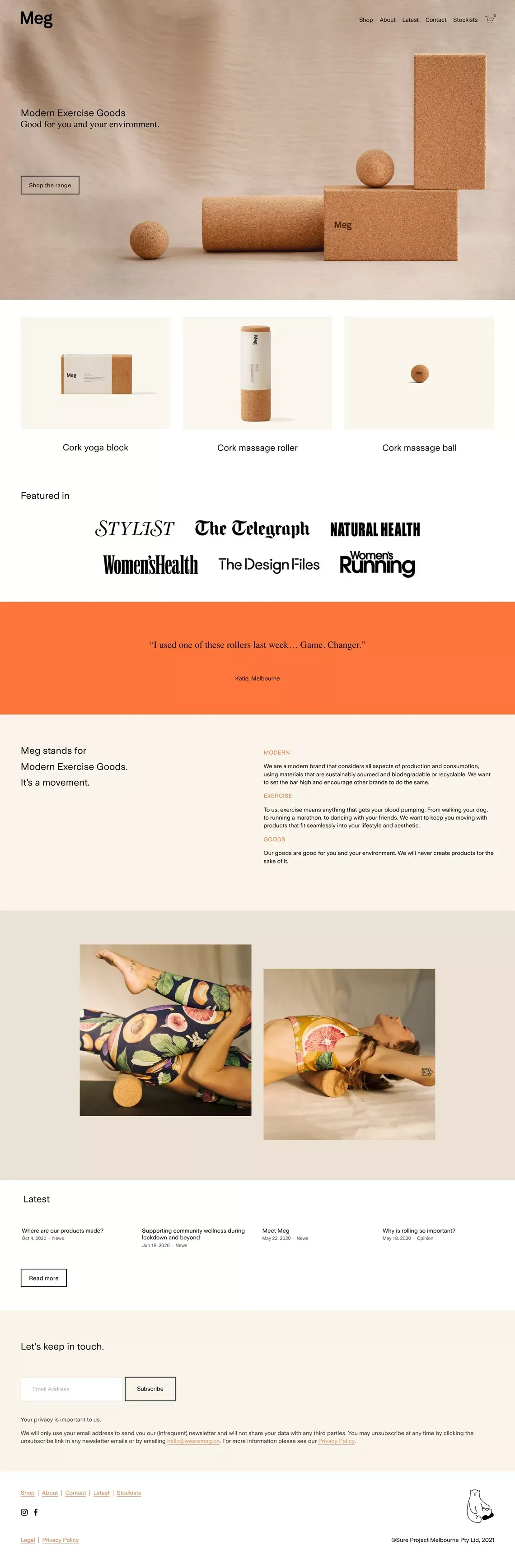 Meg - Modern Exercise Goods - Ecommerce design