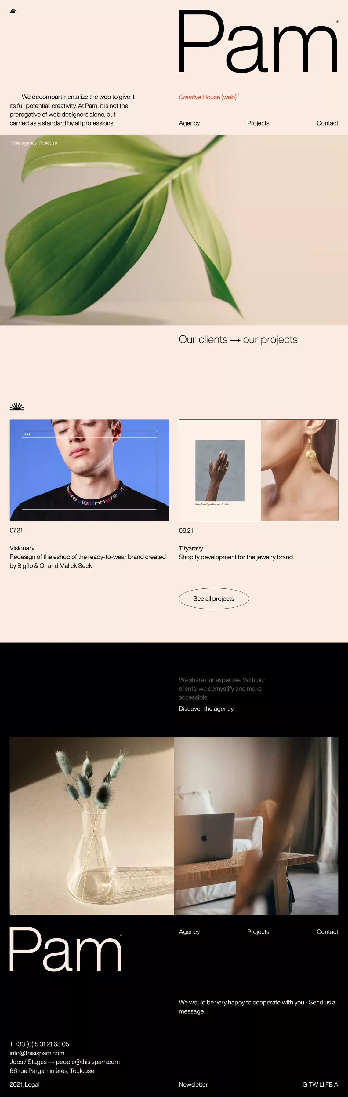 Agence web Toulouse, Pam — Création de site internet et stratégie - Portfolio design