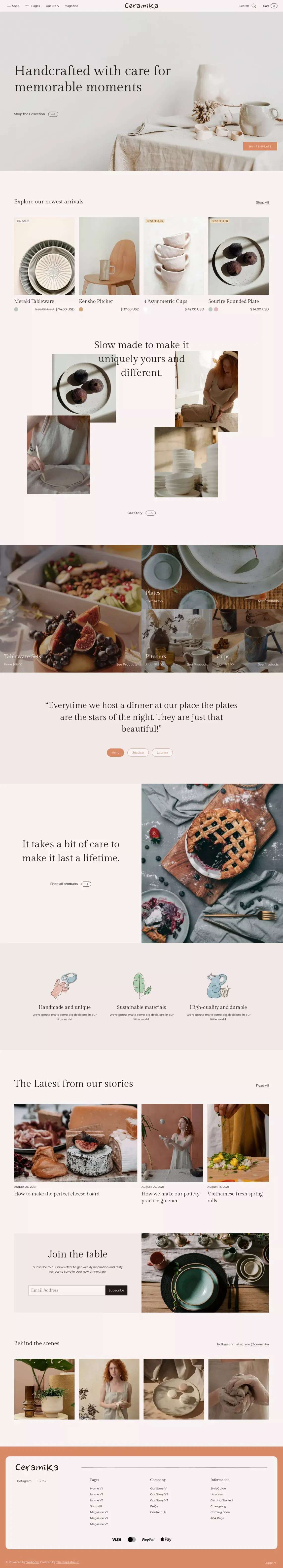 Ceramika | Webflow Ecommerce Template - Template design