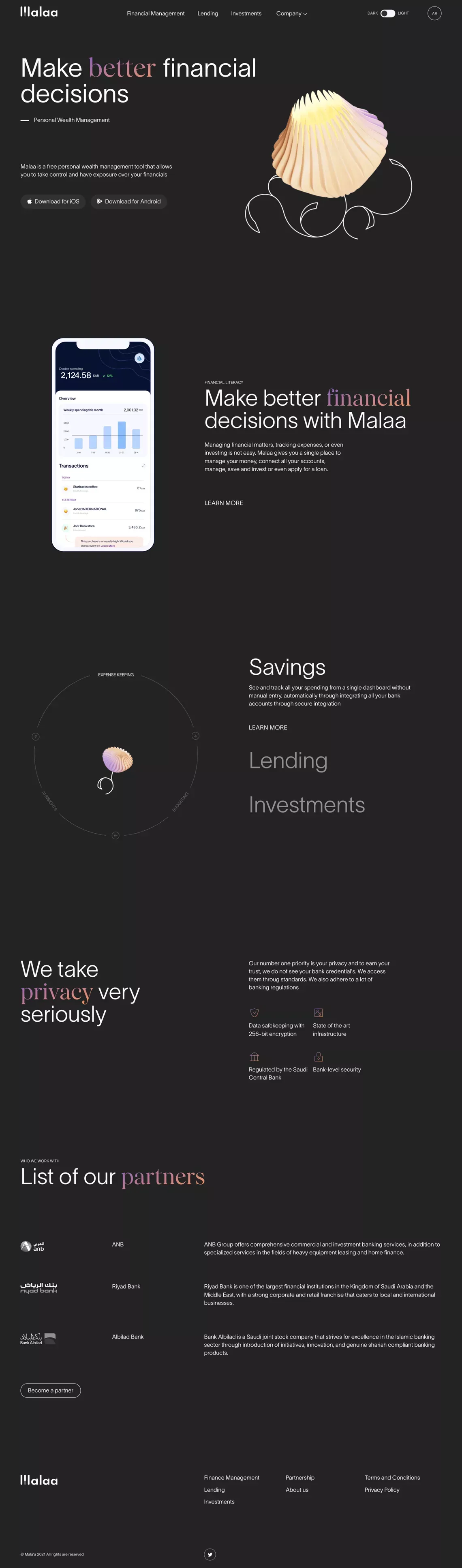 Malaa - Save better, save smarter - Landing design