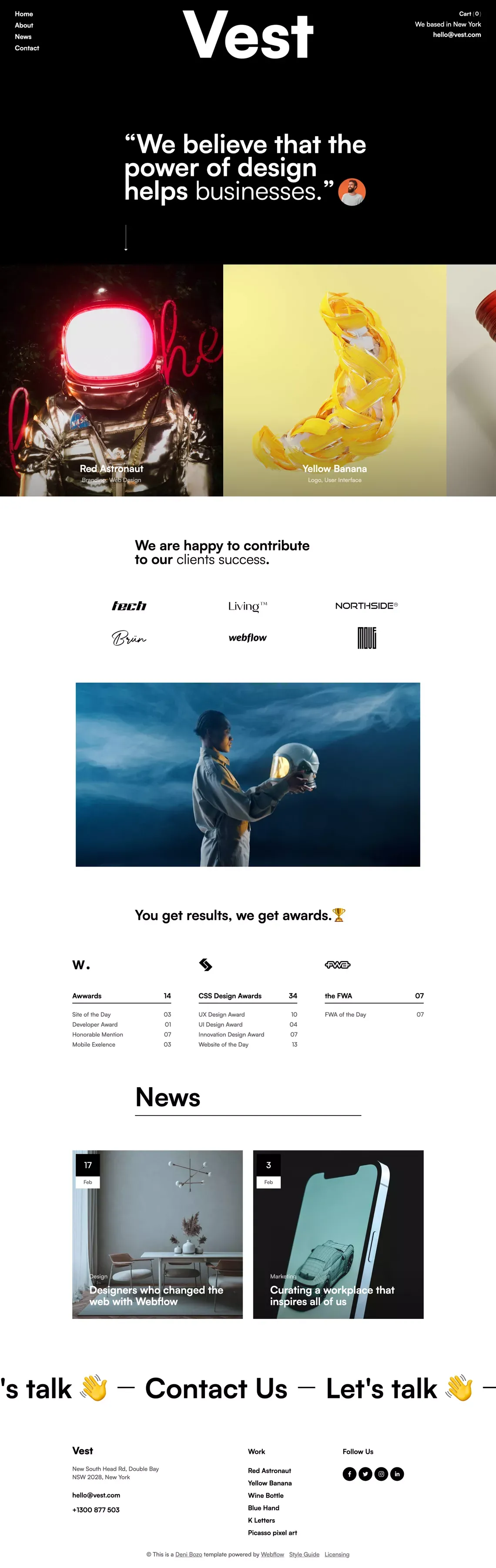 Vest - Webflow Website Template - Template design