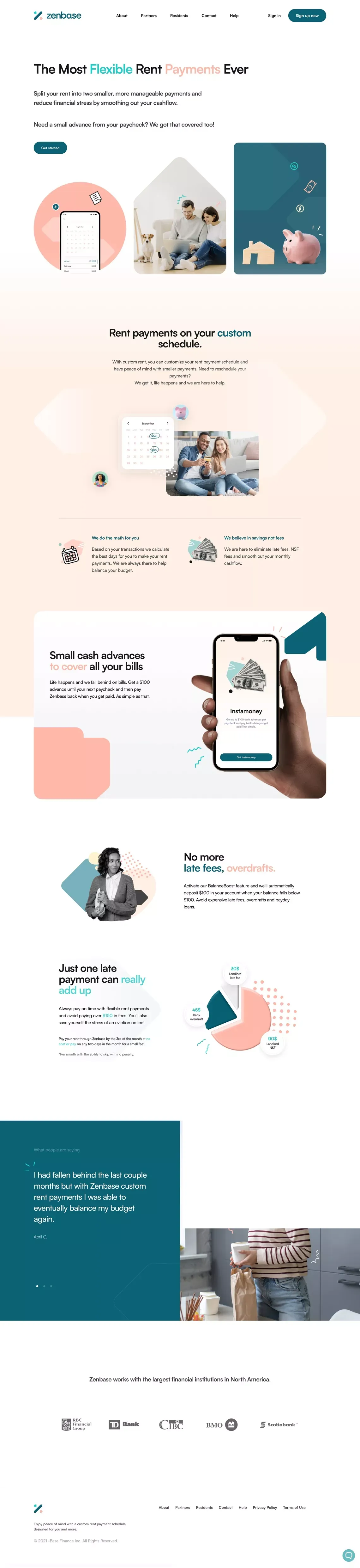 Zenbase | The Most Flexible Rent Payments Ever - Landing design