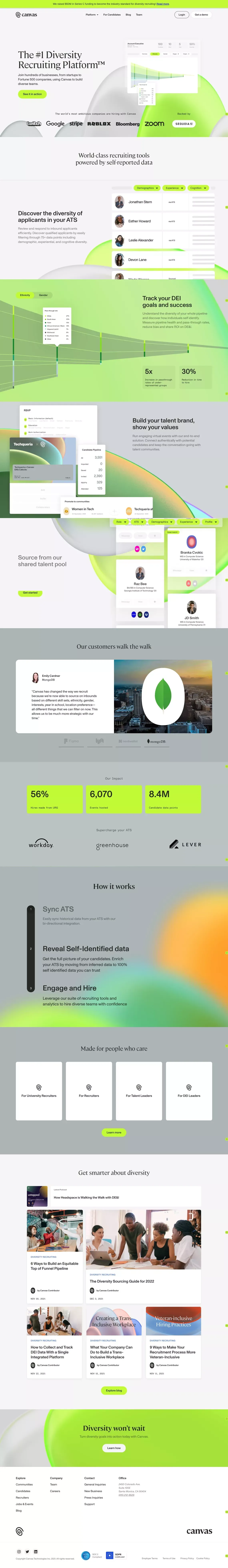 Diversity Recruiting Platform | Canvas - Landing design