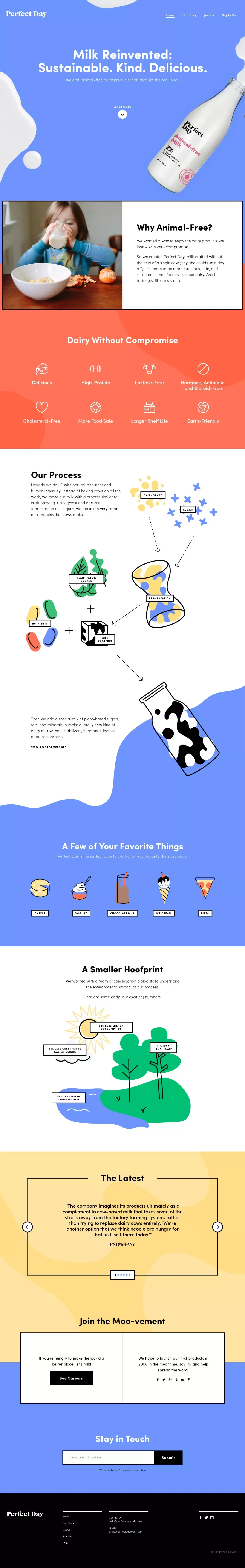 Perfect Day: All the dairy you love, with none of the dairy cows. - Perfect Day - Landing design
