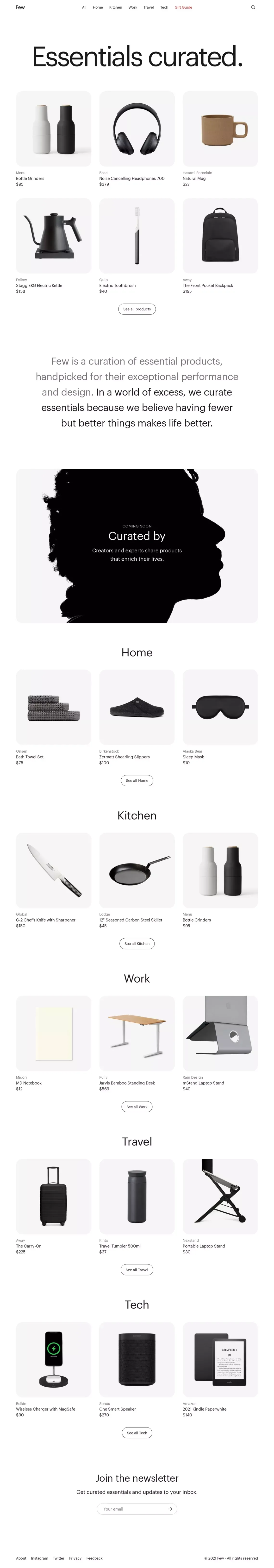 Few - Essentials curated. - Ecommerce design