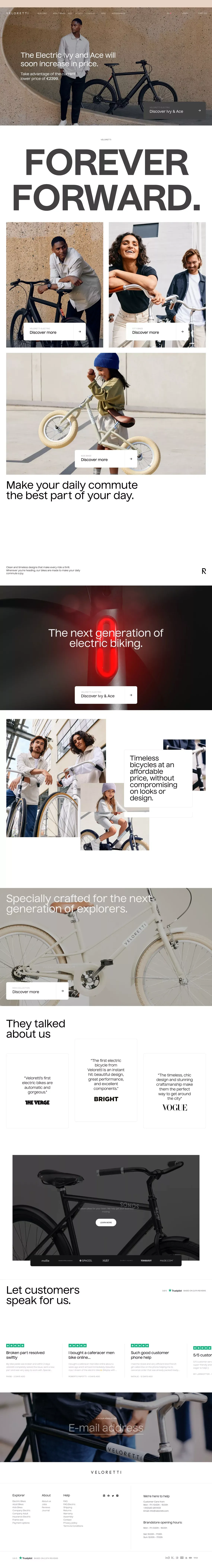 Veloretti - Ecommerce design