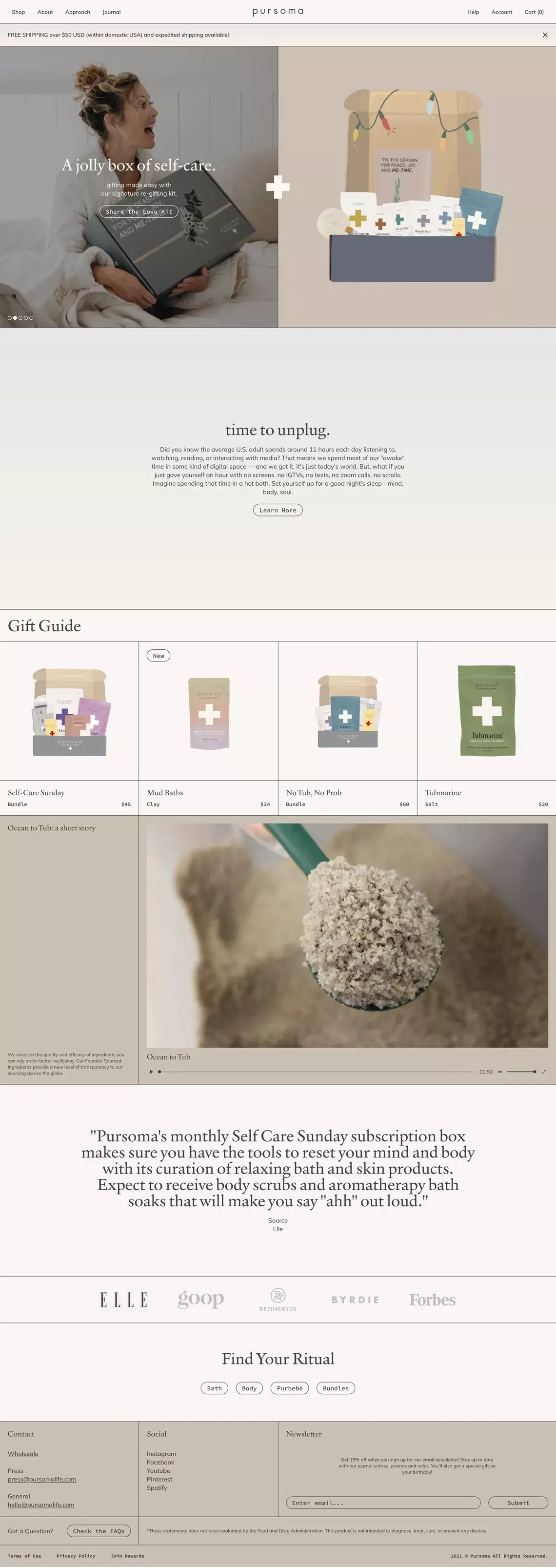 Pursoma - Luxury Bath Salts - Ecommerce design