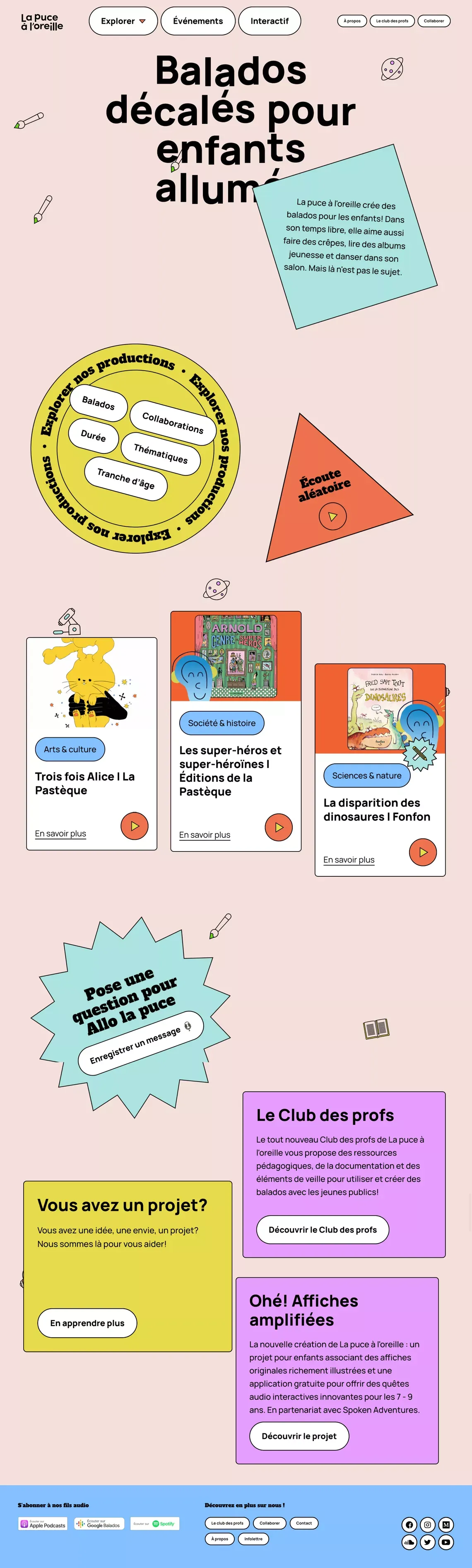 La puce à l'oreille | Balados (podcasts) décalés pour enfants allumés - Portfolio design