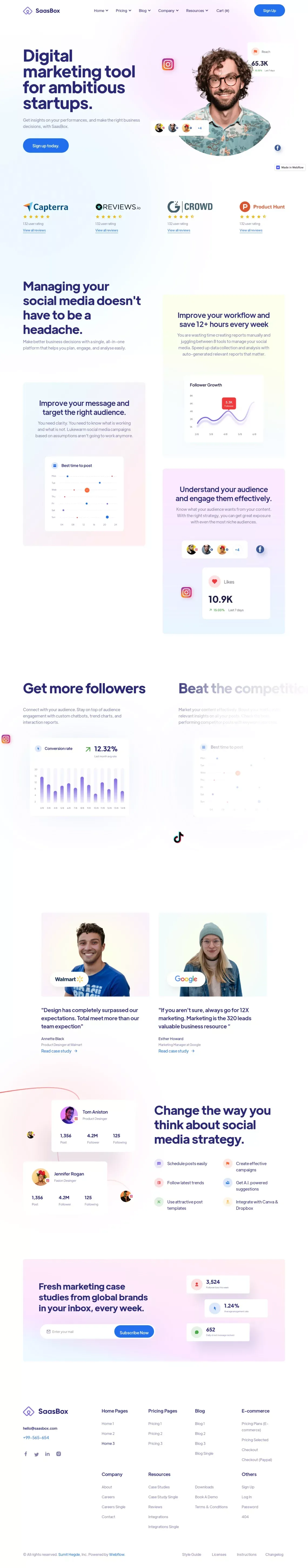 Saasbox - Webflow Website Template - Template design