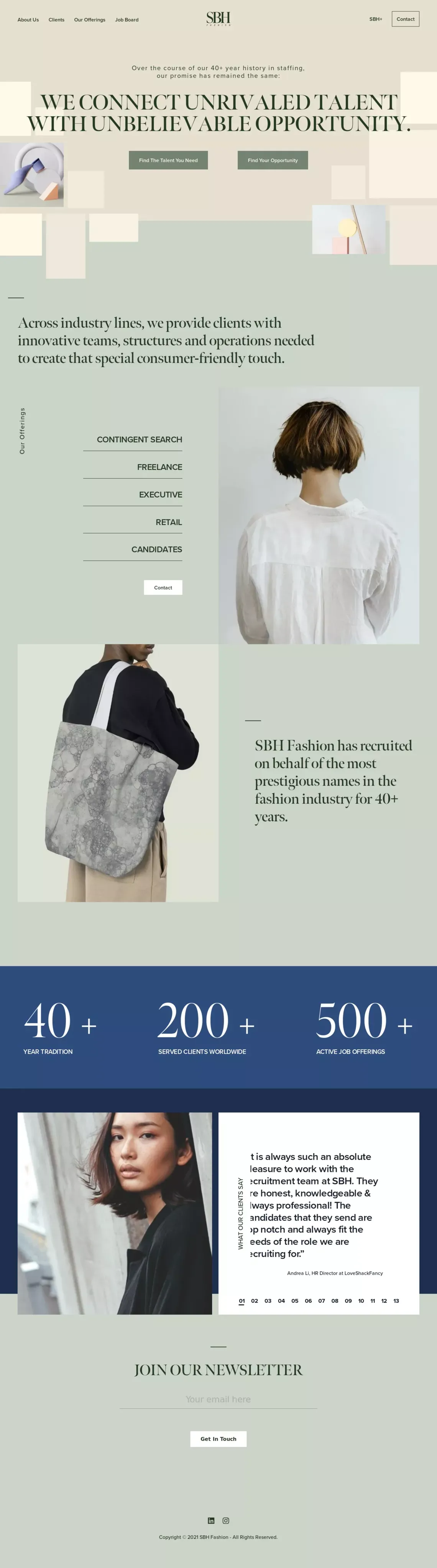 Home - SBH Fashion - website design