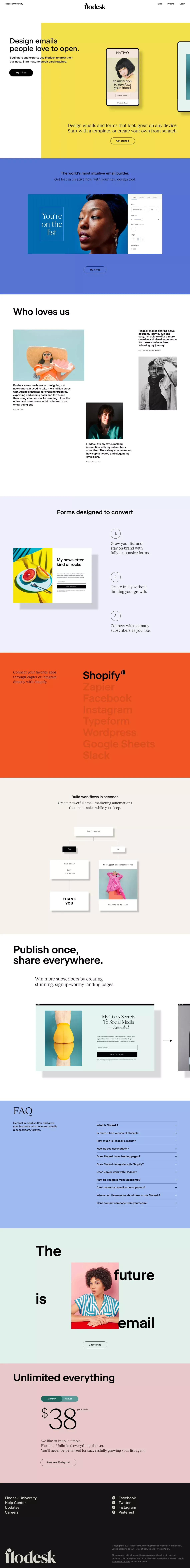 Flodesk | Design emails people love to get. - Landing design