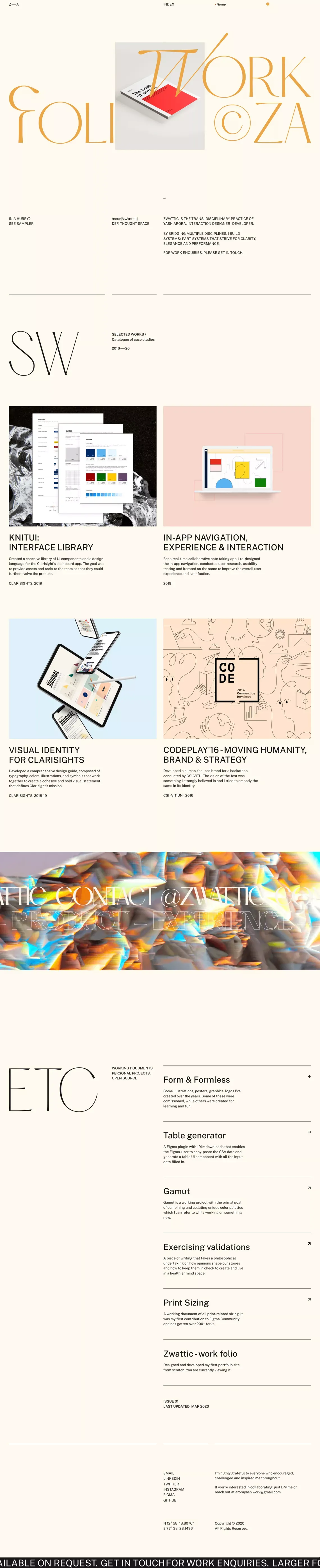 ZA - Yash Arora, Designer-Developer - Portfolio design