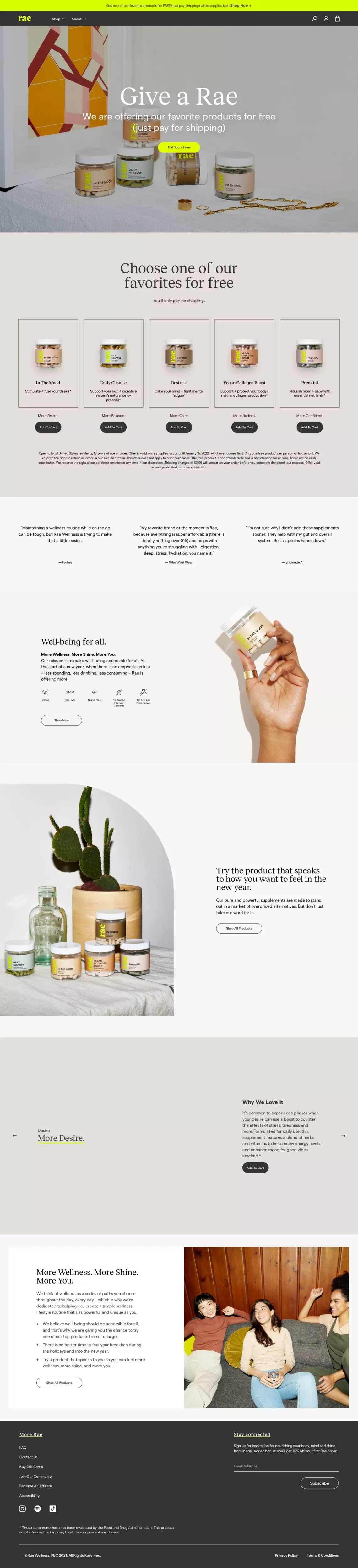 Give-a-Rae: Get yours free! – Rae Wellness - Ecommerce design