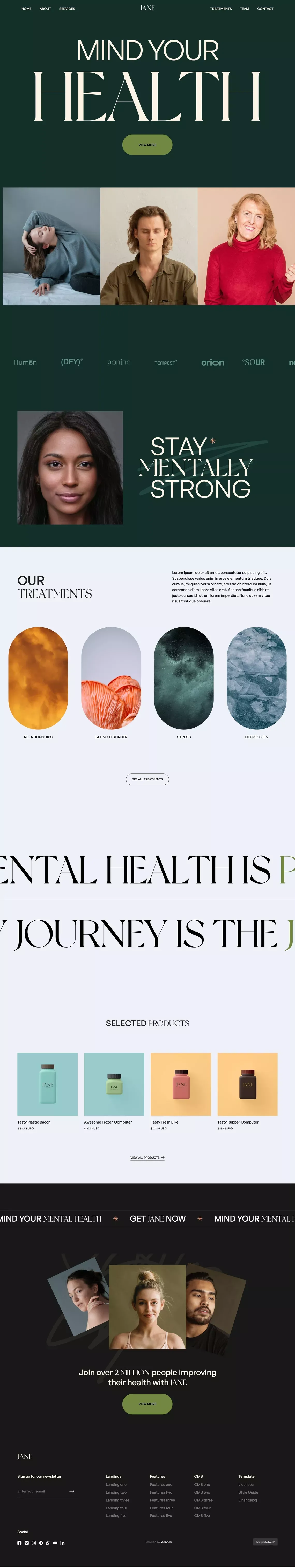 Jane - Webflow Website Template - Template design