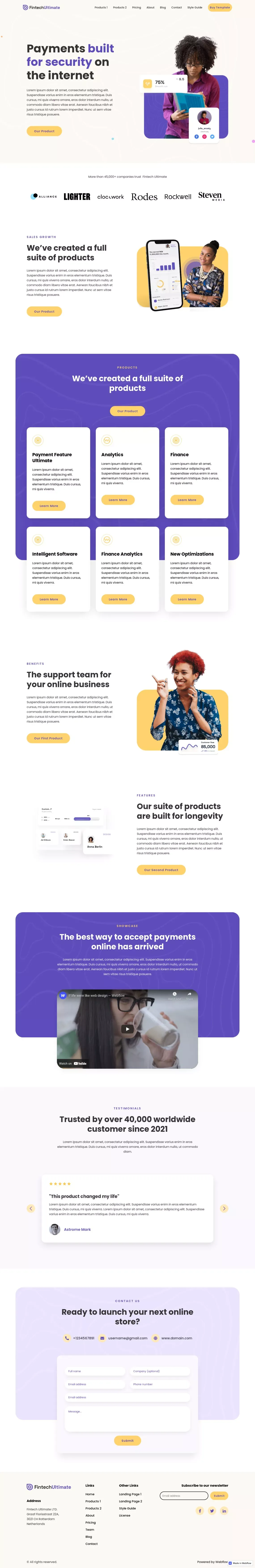 Fintech Ultimate - Webflow Website Template - Template design