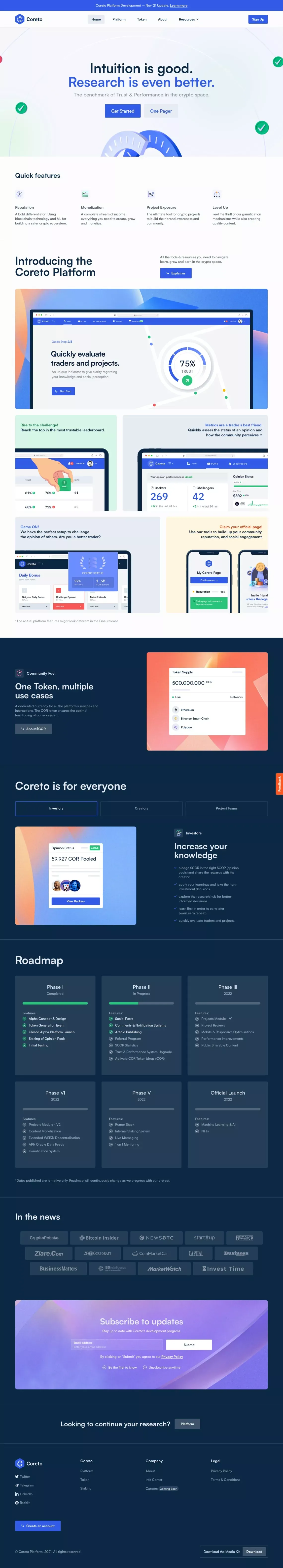 Coreto - Join their Alpha testing - Landing design