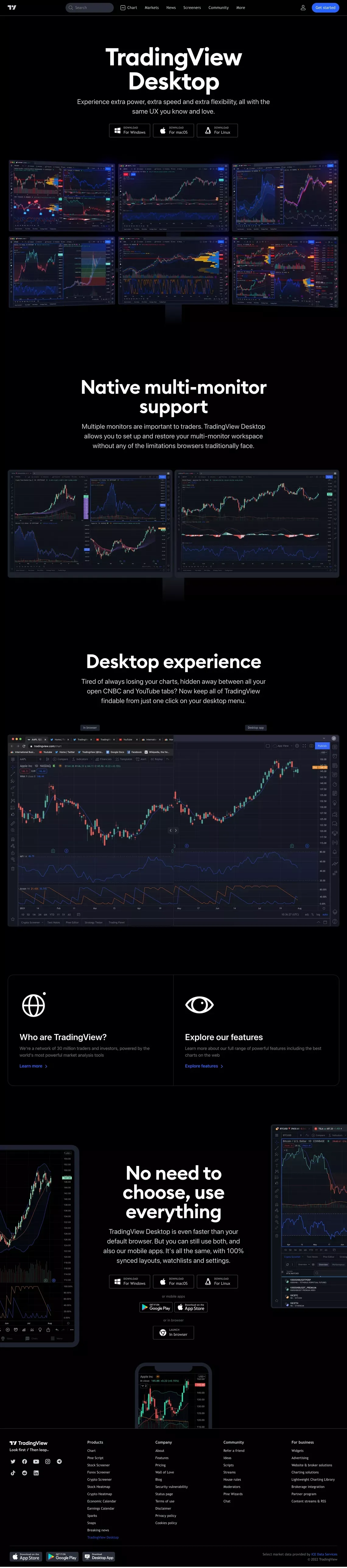 TradingView Desktop Application - Landing design