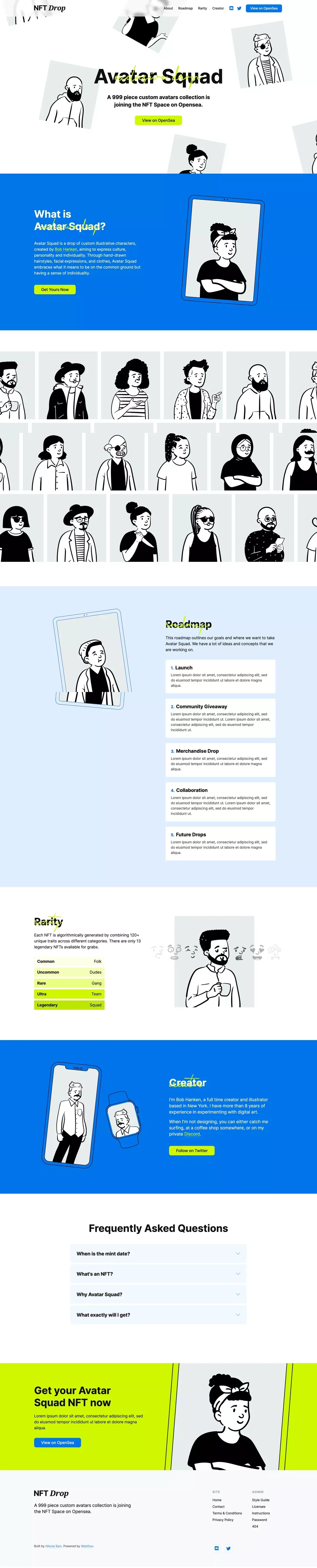 NFT Drop - Webflow Template - Template design