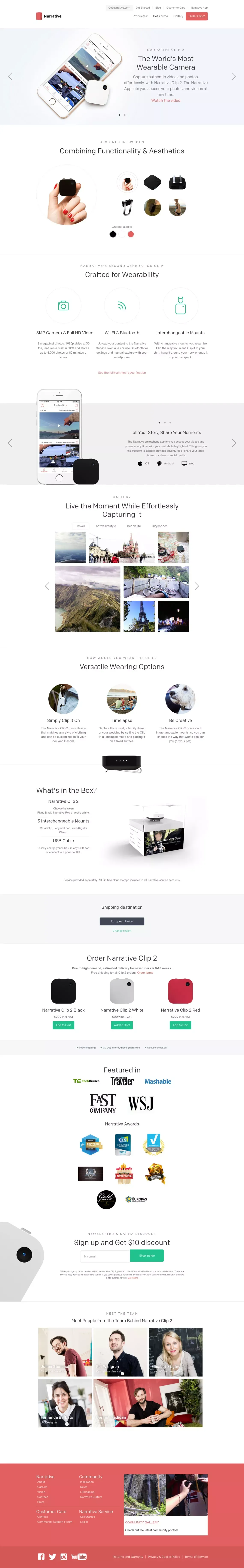 The World's Most Wearable HD Video Camera - Narrative Clip 2 - Landing design