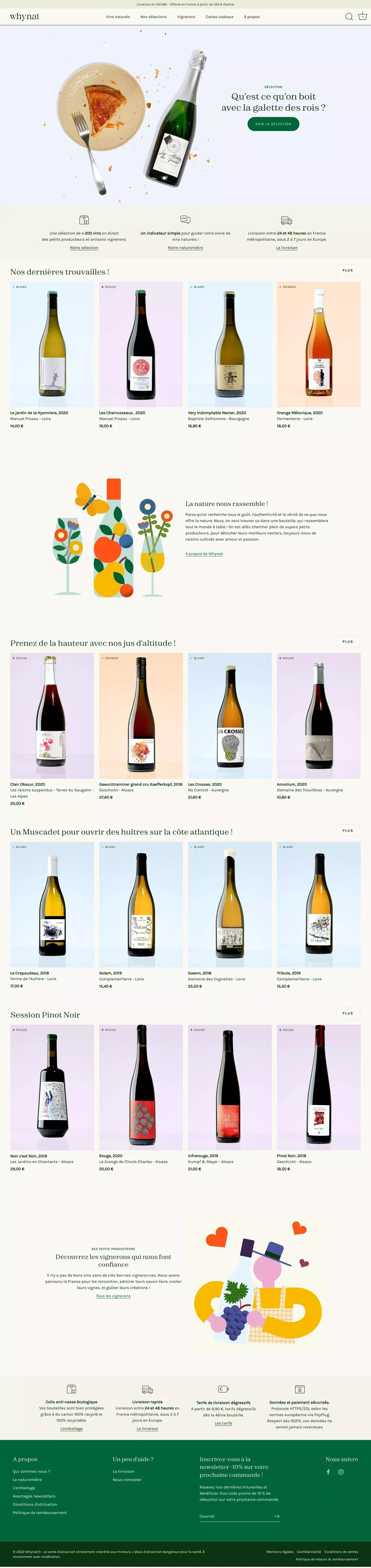 Whynat.fr - Cave spécialisée en vin Naturels, Bio et Biodynamiques - Ecommerce design