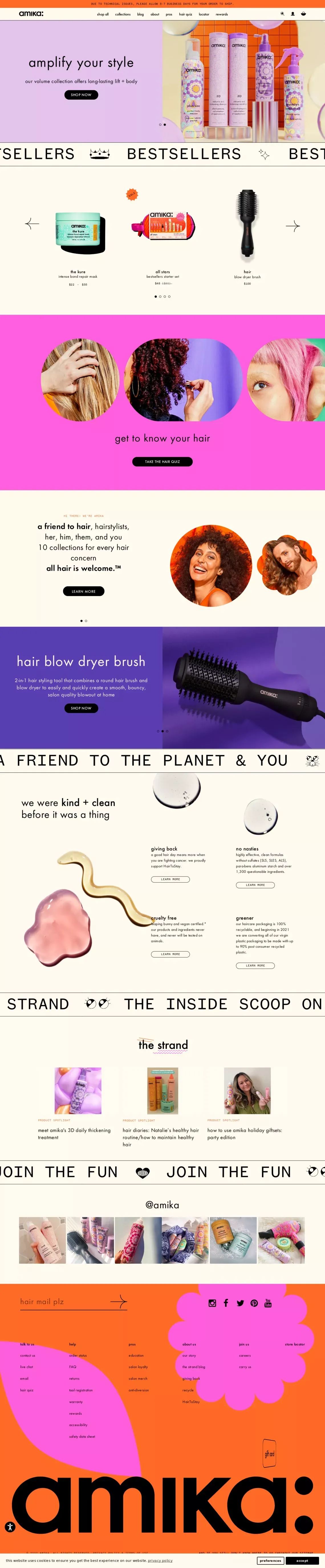professional haircare and tools for your hair type | amika - Ecommerce design