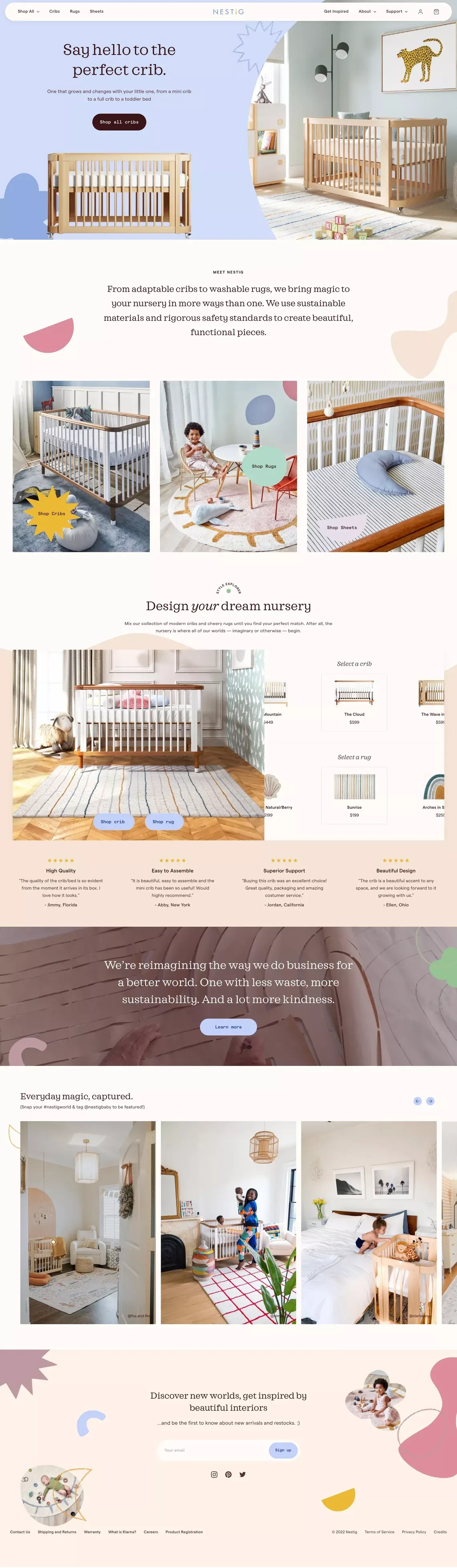 Nestig, the perfect crib. - Ecommerce design