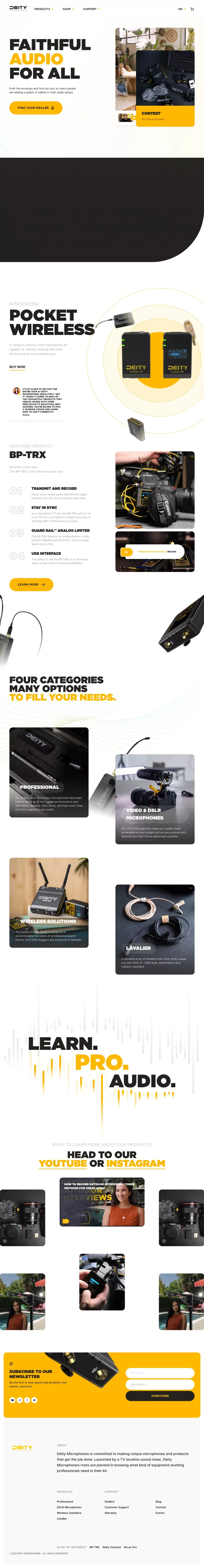 Deity Microphones - DSLR Microphones, Wireless Microphone Systems - website design