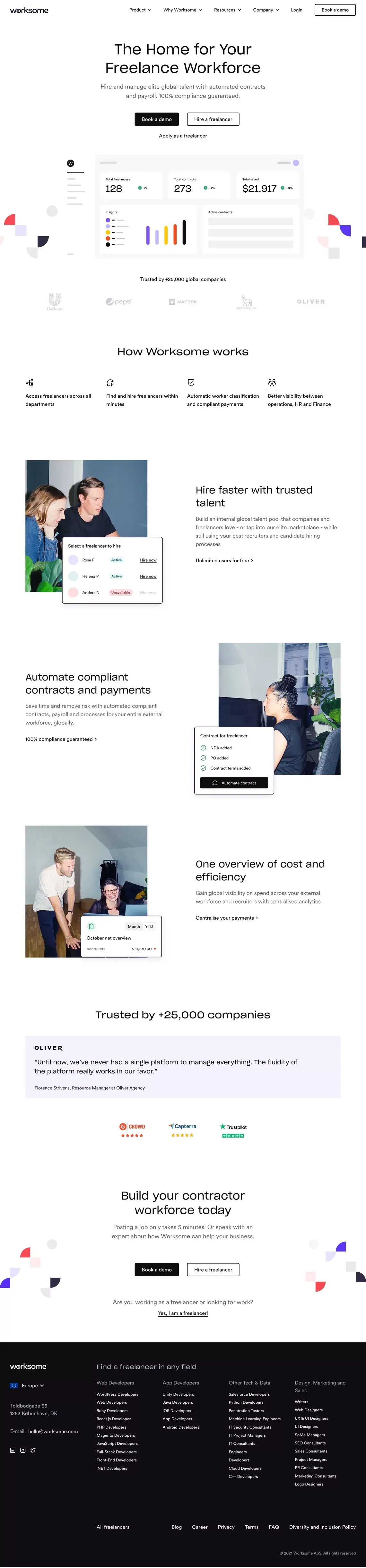 Worksome - Hire and manage your external workforce - Landing design