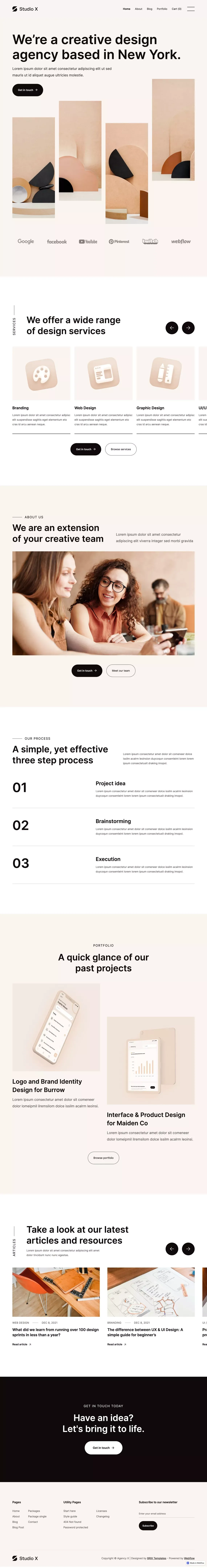 Studio X - Webflow Website Template - Template design
