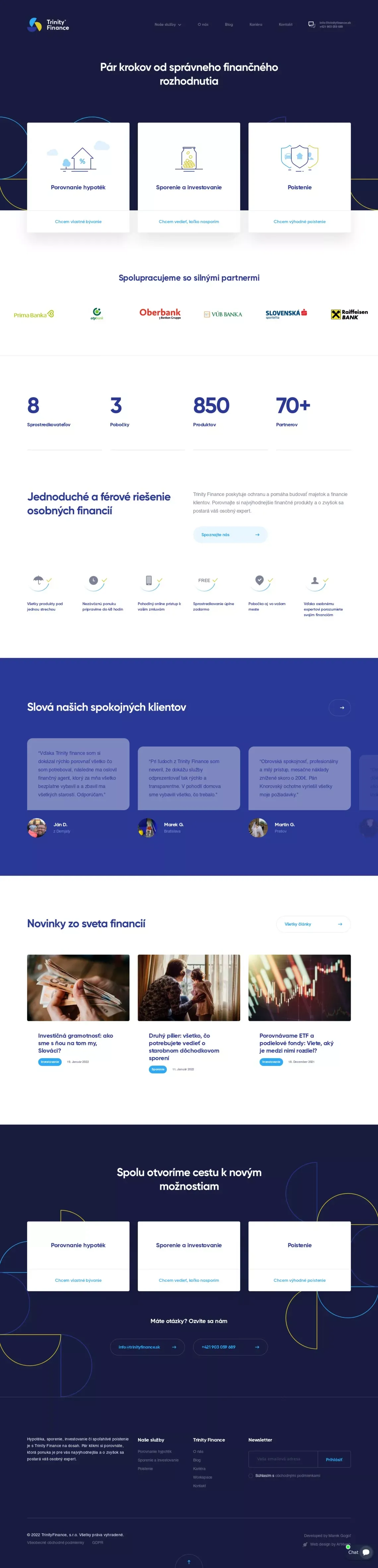 Pár krokov od správneho finančného rozhodnutia - Trinity Finance - website design
