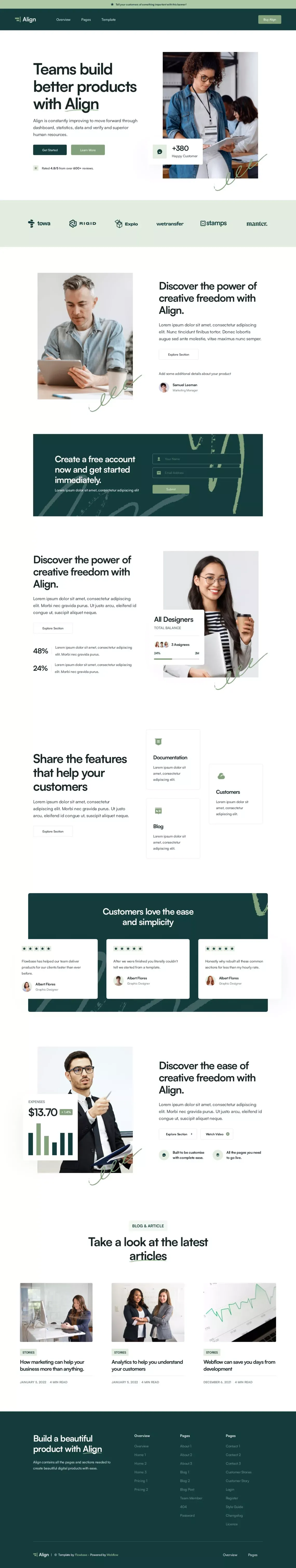 Align - Webflow Website Template - Template design