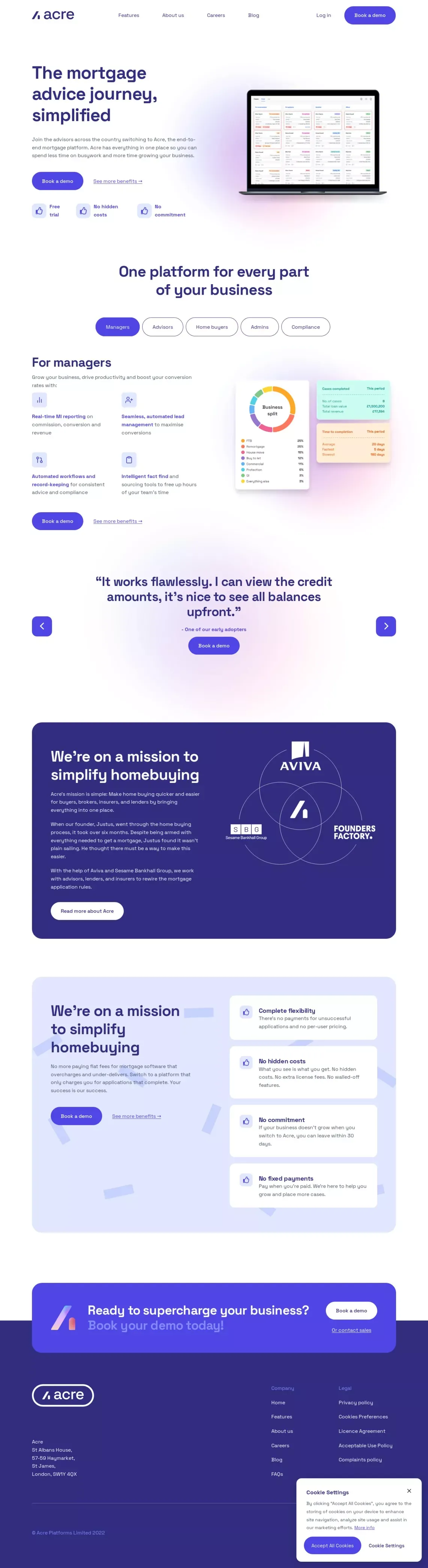 Acre: The All-In-One Mortgage, Protection & GI Platform - Landing design