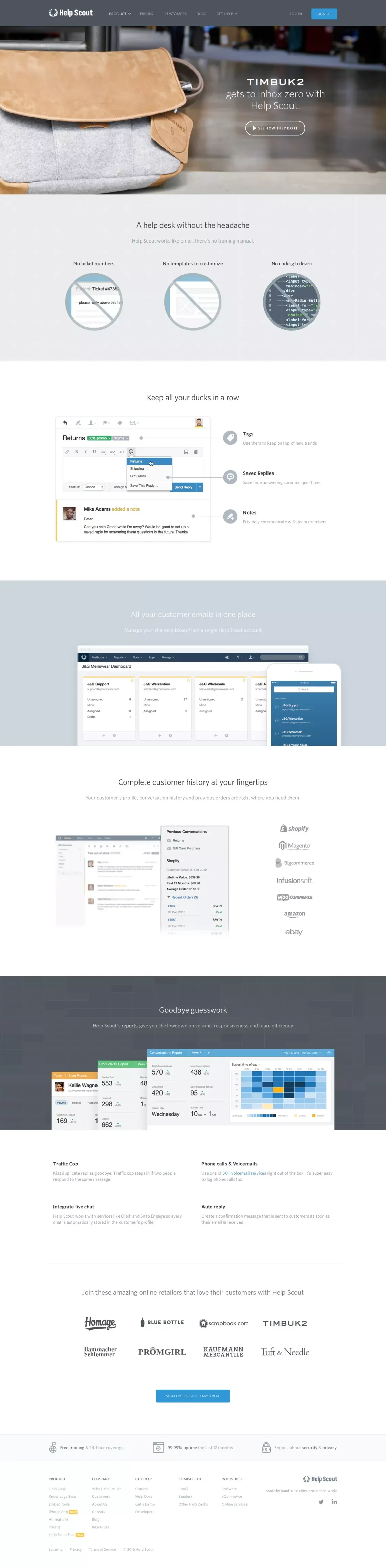Help desk for Online Retailers - Landing design