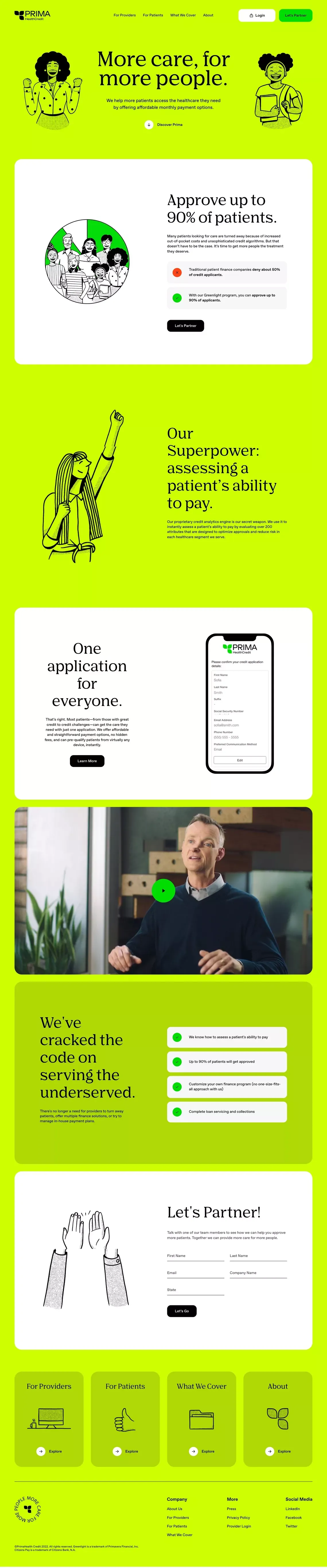 More care, for more people. | PrimaHealth Credit - Landing design