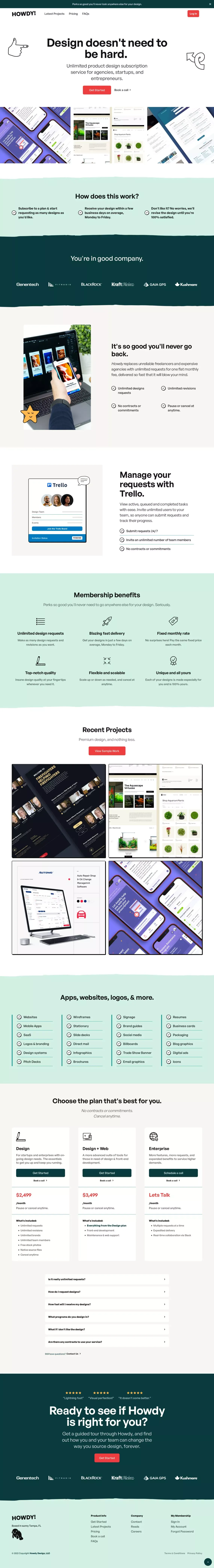 Howdy | Unlimited Product Design Subscription - website design