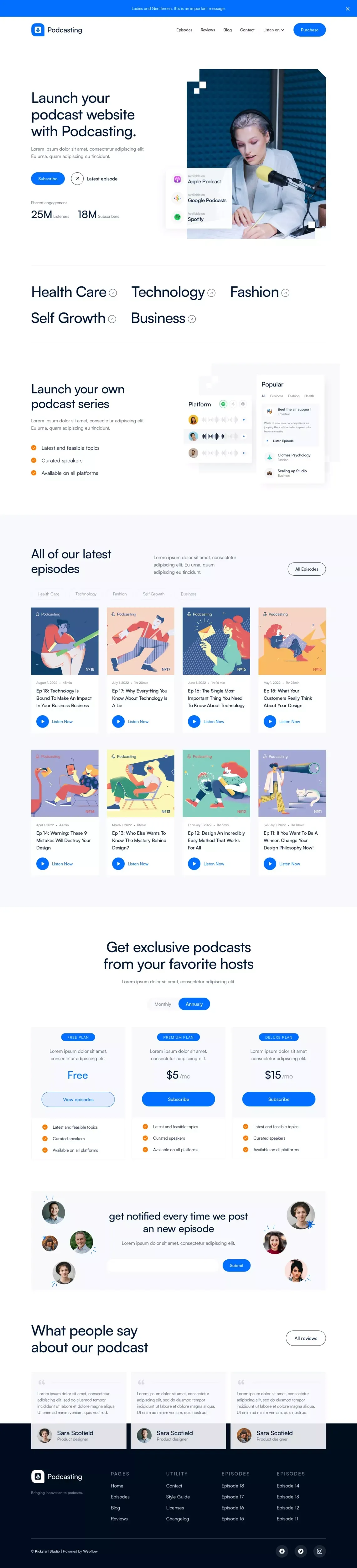 Podcasting - Webflow Website Template - Template design