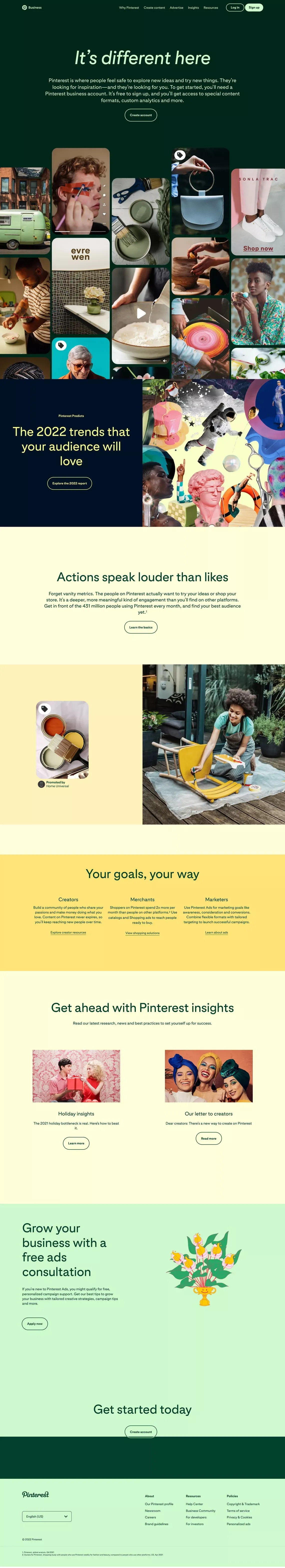 Marketing on Pinterest | Pinterest Business - Landing design