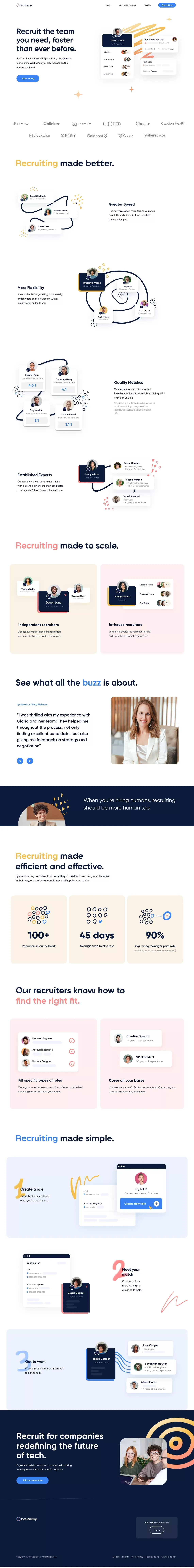 Betterleap - Hire faster with expert recruiters - Landing design