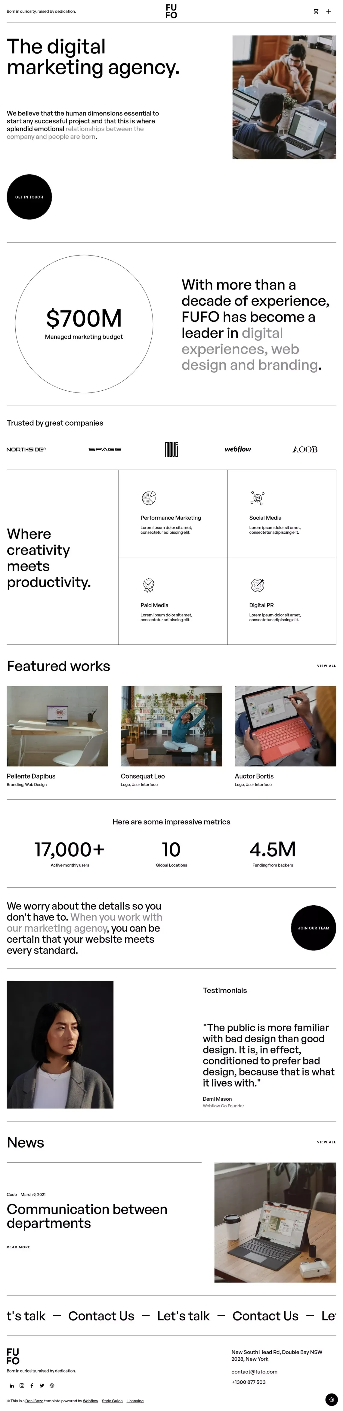 Fufo - Webflow Website Template - Template design