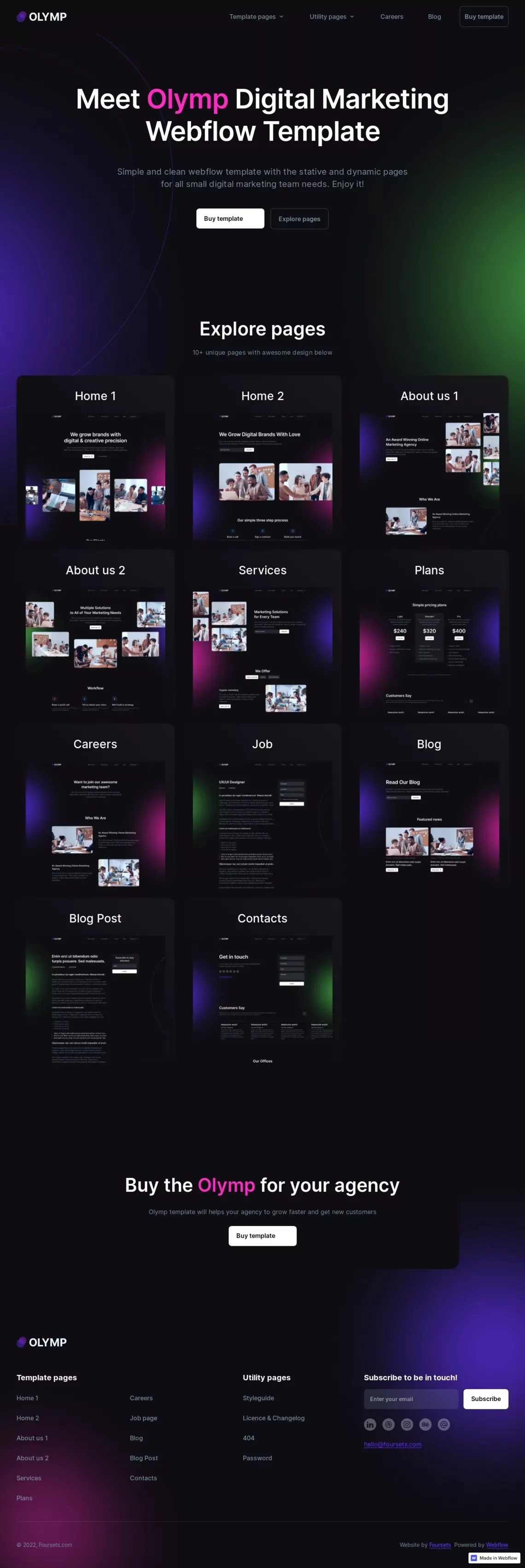 Homepage - Olymp Webflow Template - website design