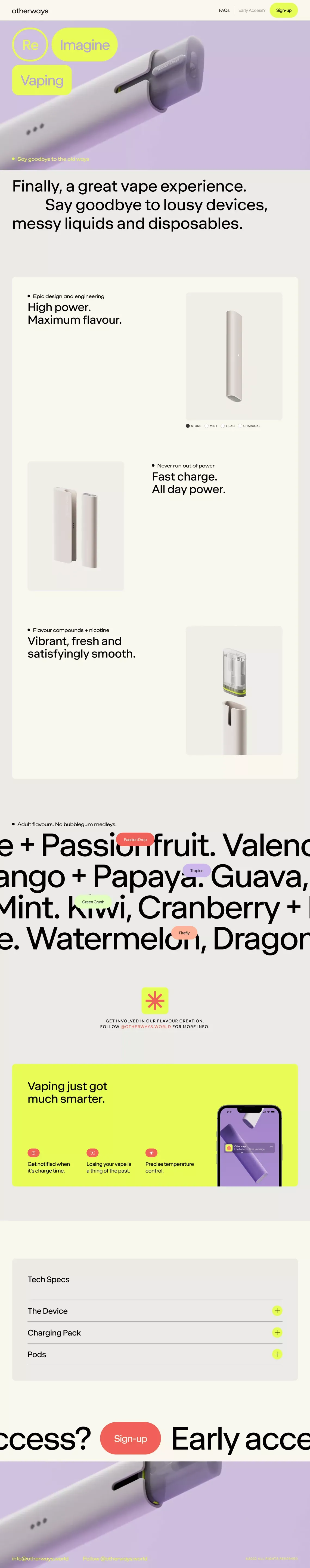 Otherways - Reimagine Vaping - Landing design