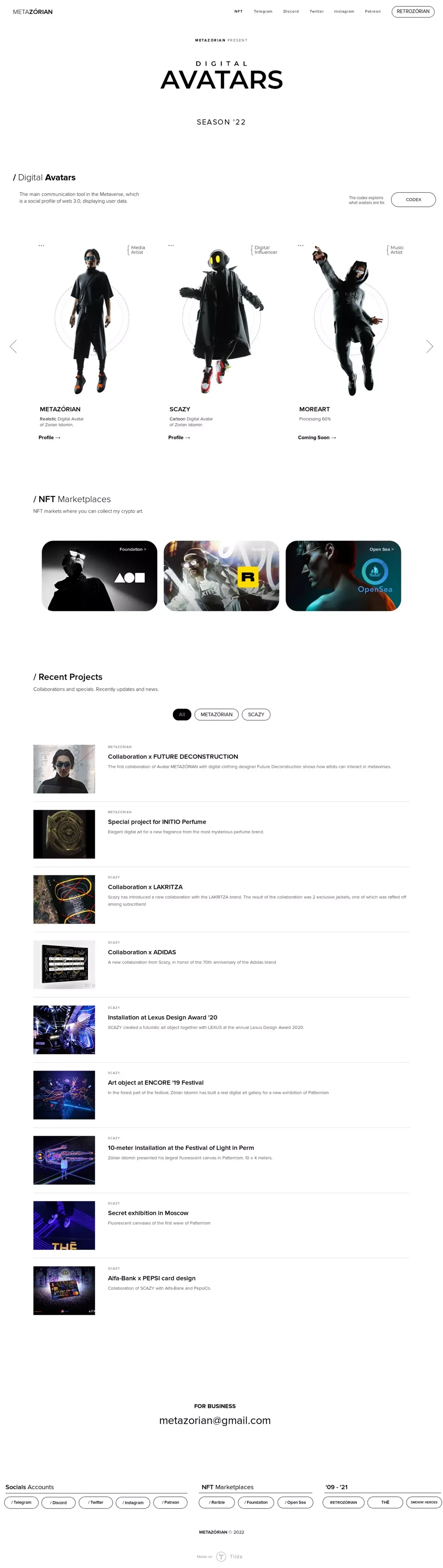 METAZÓRIAN - website design