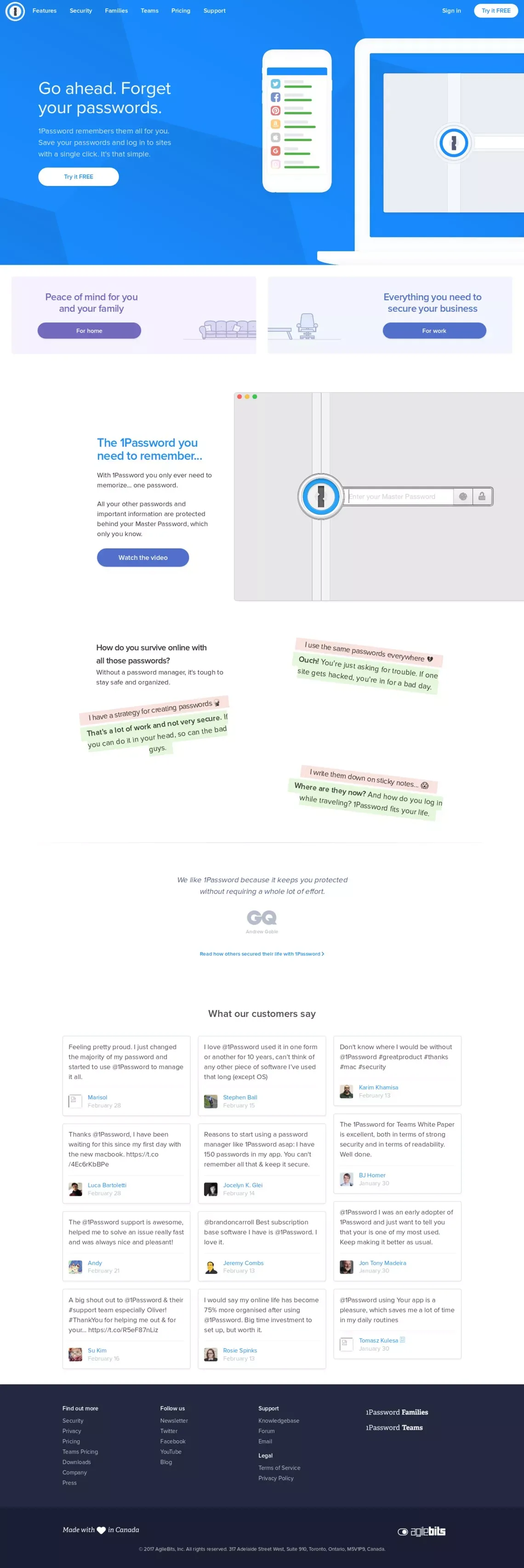 1Password - Landing design