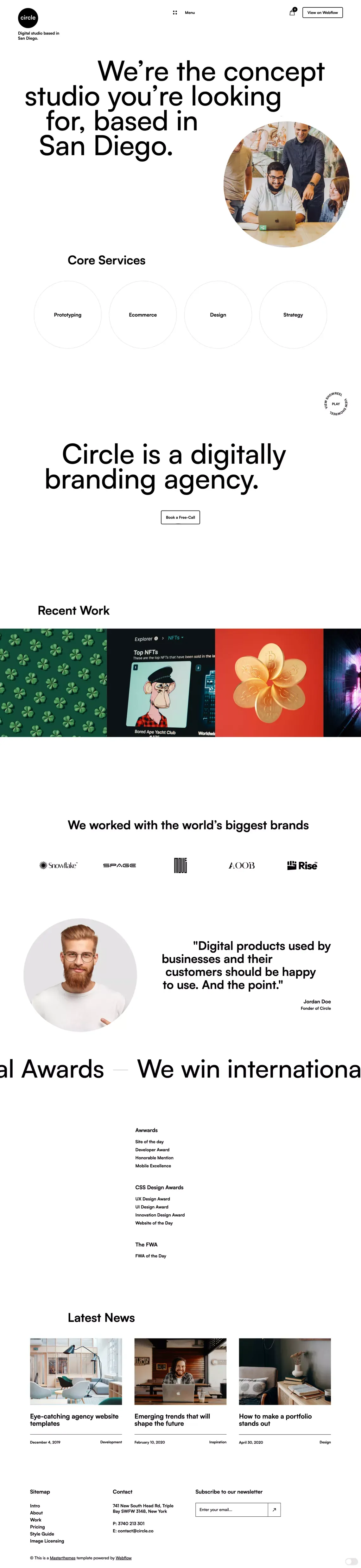 Circle - Webflow Website Template - Template design