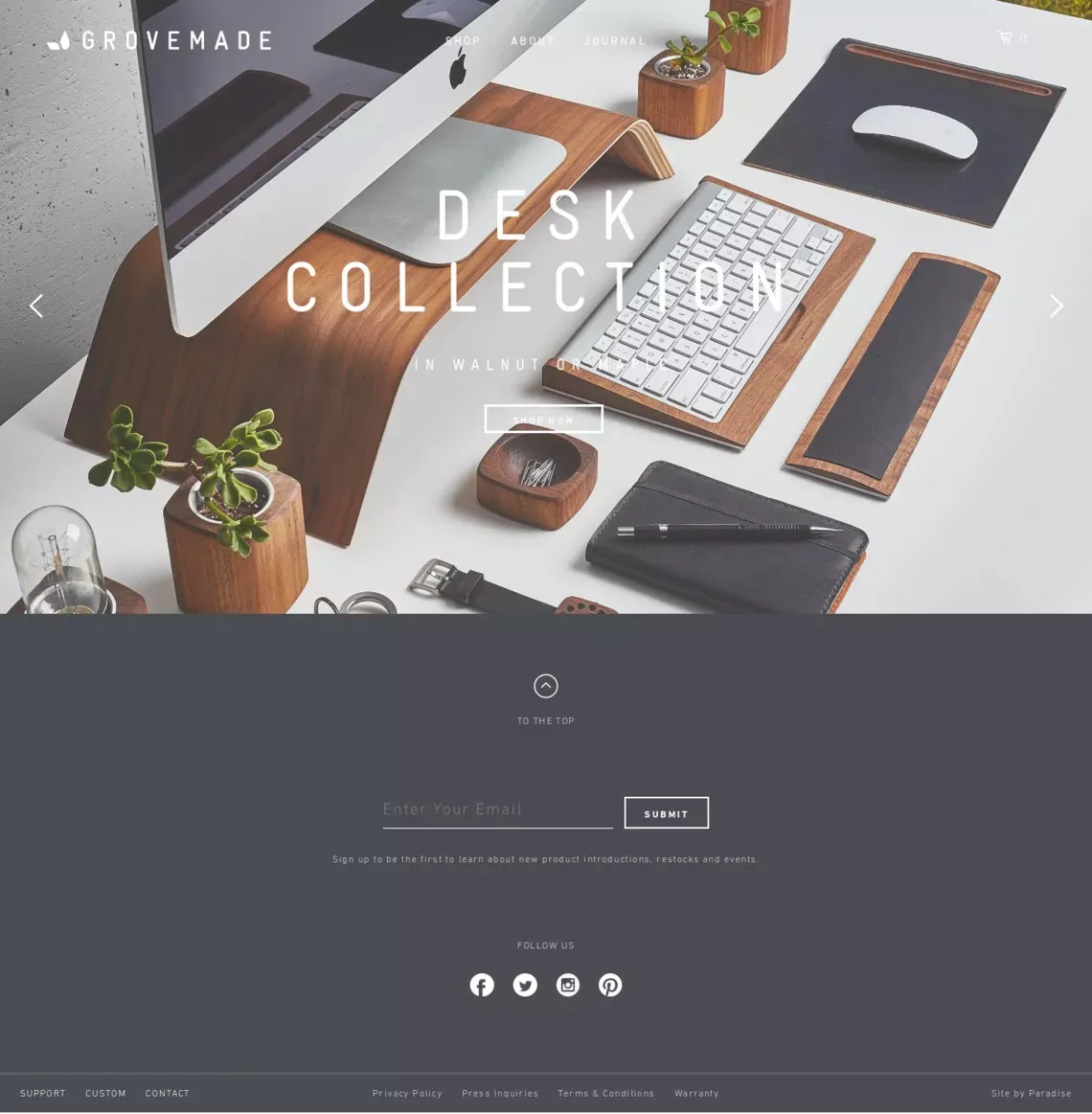 Grovemade - Landing design