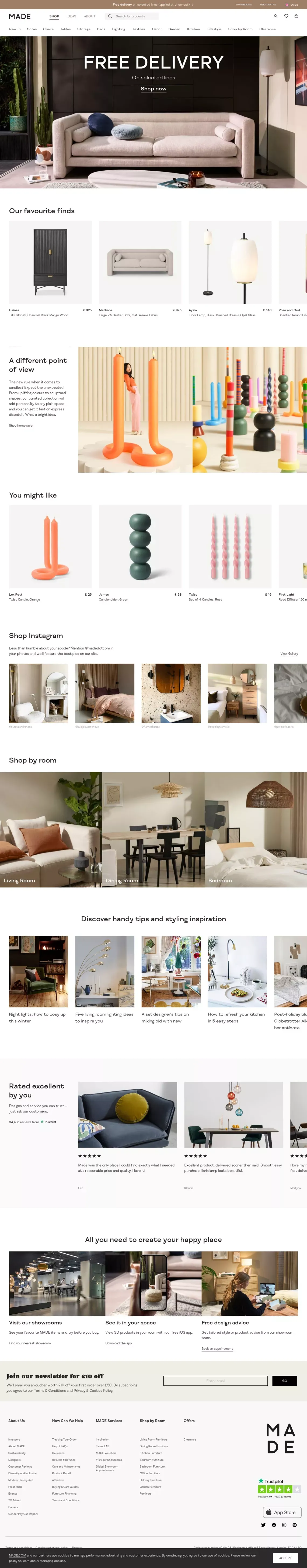 MADE.com: Design Furniture & Accessories - Ecommerce design
