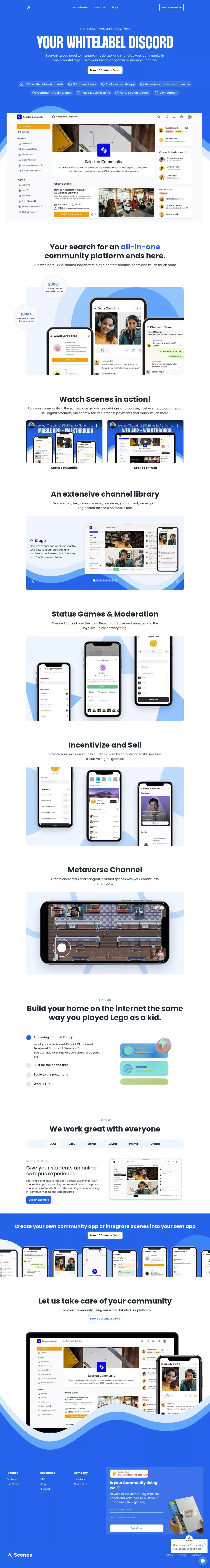 Scenes | The Ultimate Community Platform - website design
