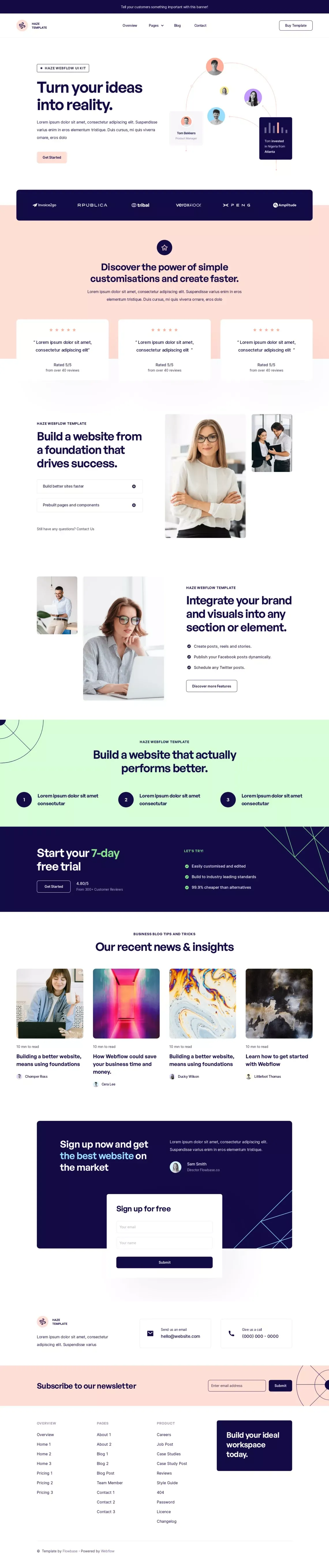 Haze - Webflow Website Template - Template design