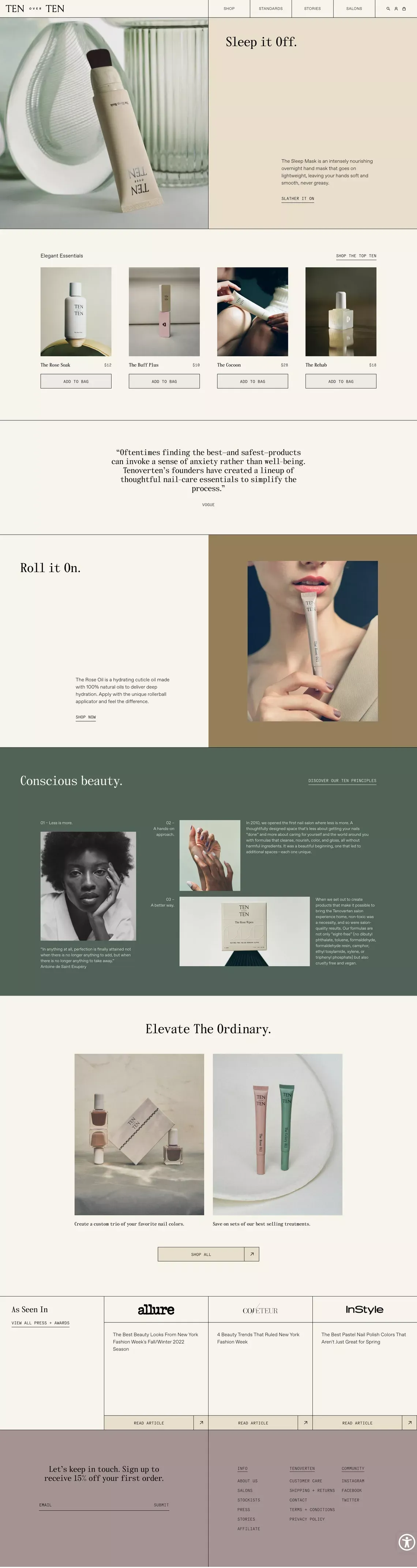 Tenoverten - the power of the perfect ten - Ecommerce design